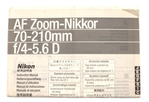 Nikon foglio uso zoom - foglio, d'uso