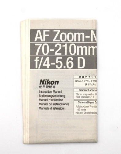 Nikon foglio uso - d'uso, af